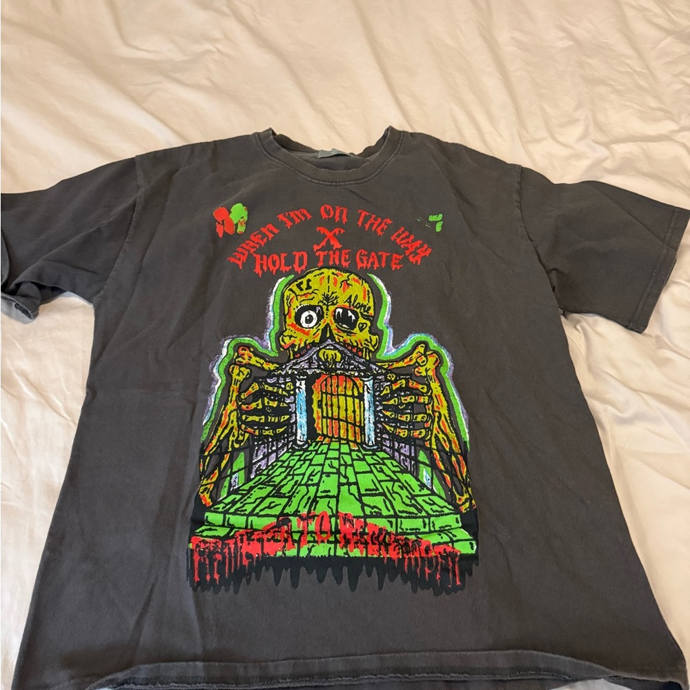 Kanye XXX Tee - Gray with Neon Green and Red Graphic